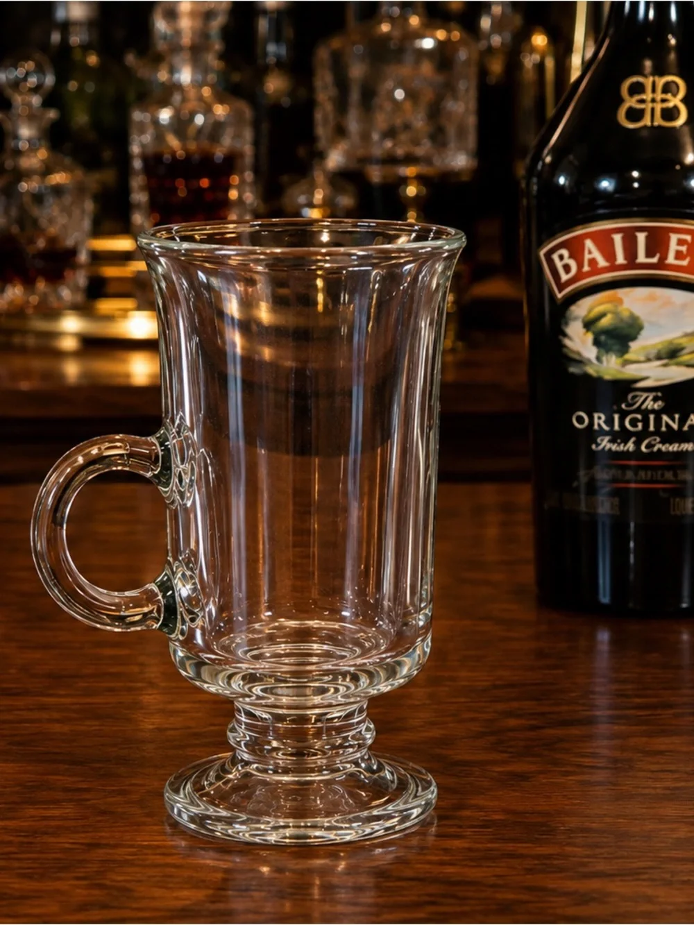 Vintage Footed Irish Coffee Glasses | Clear Pedestal Mugs | Hot Toddy Bare Ware